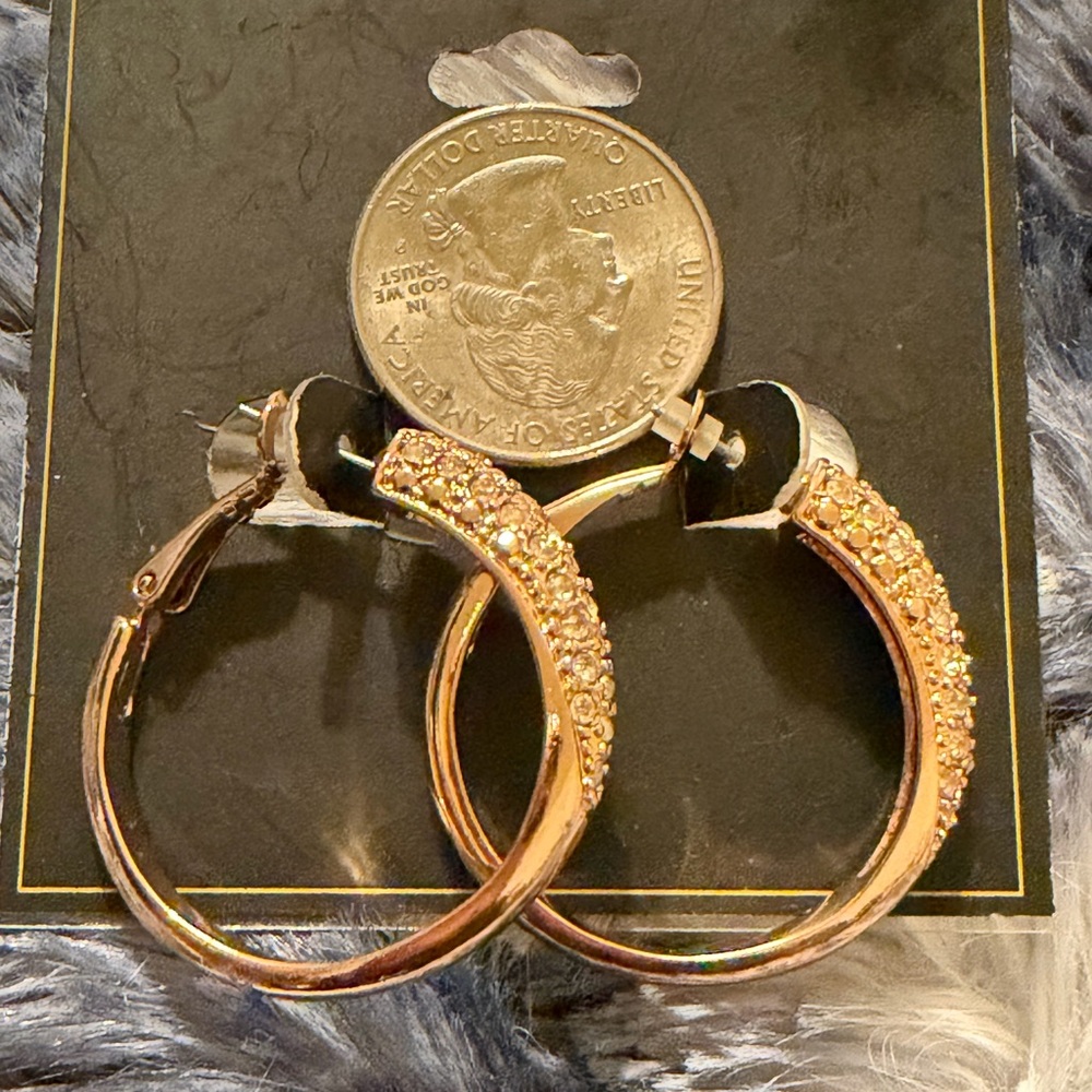 Nicole Sparkling Gold Hoop Earrings - Picture 10 of 11